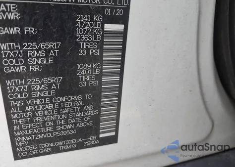 2020 Nissan Rogue Sv Intelligent Awd from USA, damaged, VIN KNMAT2MV0LP539534